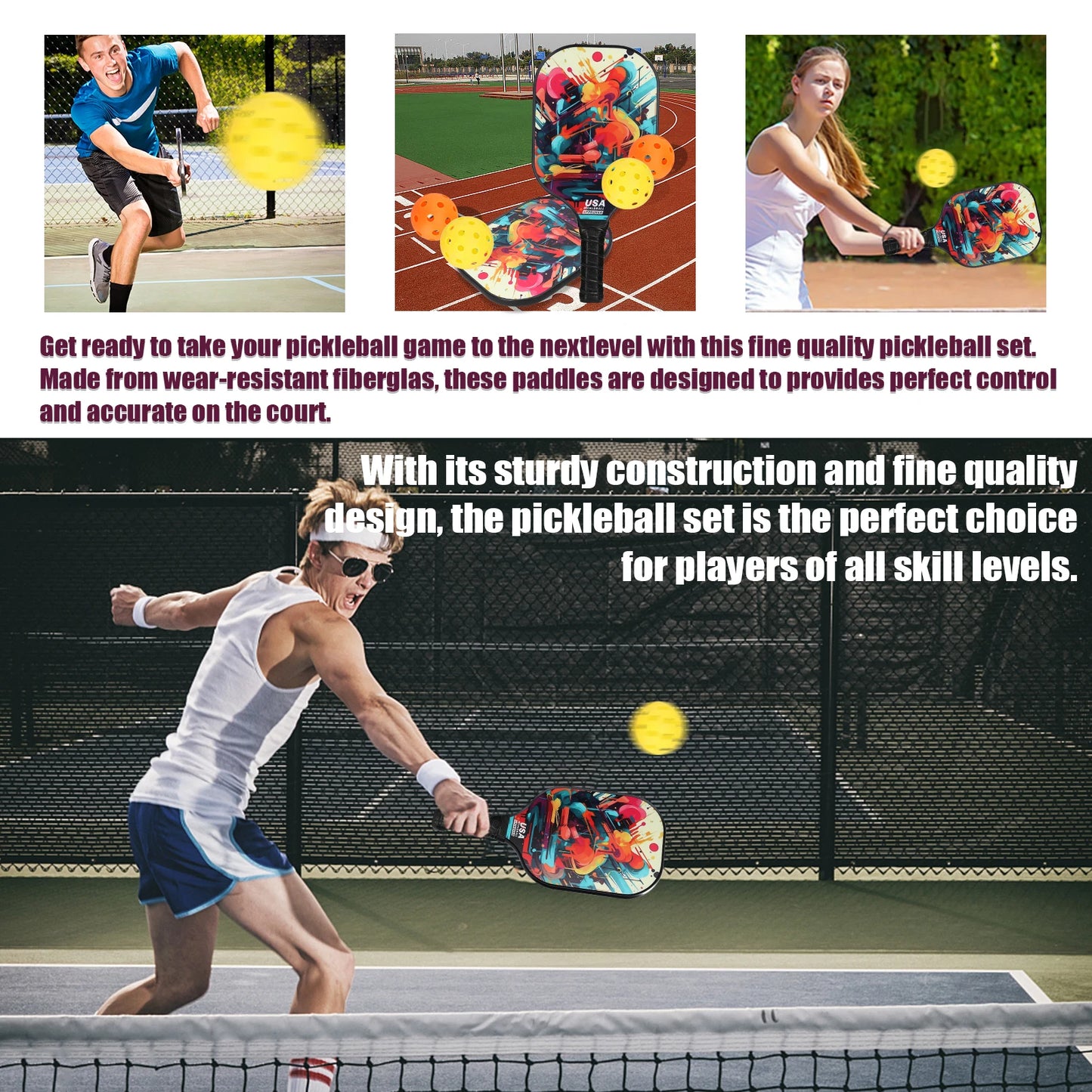 Fiberglass Pickleball Paddle Set